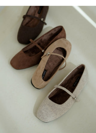 Molly Mary Jane Fur-Lined Flat Shoes 1cm