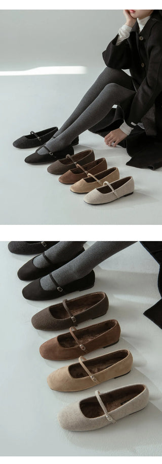 Molly Mary Jane Fur-Lined Flat Shoes 1cm