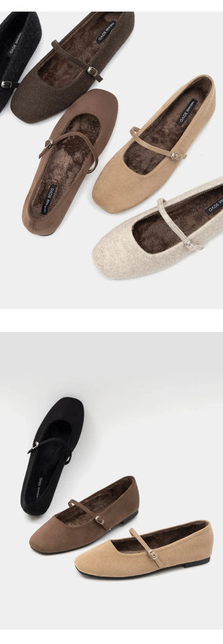 Molly Mary Jane Fur-Lined Flat Shoes 1cm