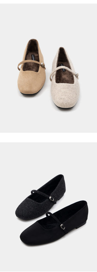 Molly Mary Jane Fur-Lined Flat Shoes 1cm