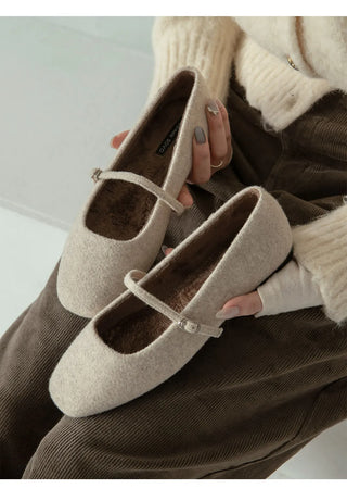 Molly Mary Jane Fur-Lined Flat Shoes 1cm