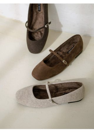 Molly Mary Jane Fur-Lined Flat Shoes 1cm