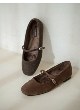Molly Mary Jane Fur-Lined Flat Shoes 1cm