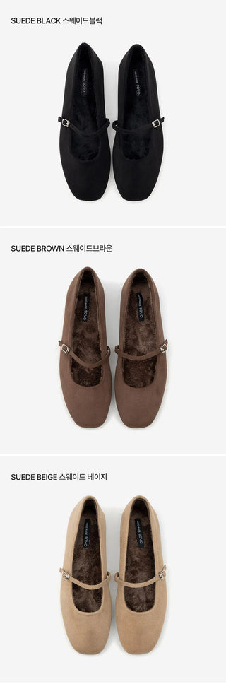 Molly Mary Jane Fur-Lined Flat Shoes 1cm