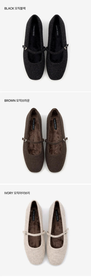 Molly Mary Jane Fur-Lined Flat Shoes 1cm