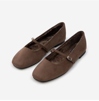 Molly Mary Jane Fur-Lined Flat Shoes 1cm
