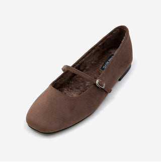 Molly Mary Jane Fur-Lined Flat Shoes 1cm