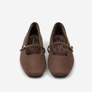Molly Mary Jane Fur-Lined Flat Shoes 1cm
