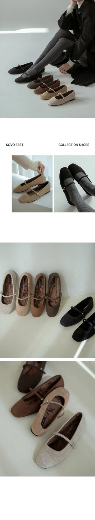 Molly Mary Jane Fur-Lined Flat Shoes 1cm