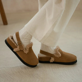 Covent Suede Fur-Lined Flats 4cm Slingback