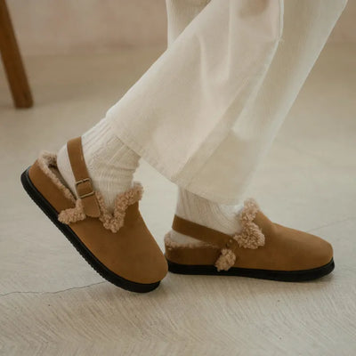 Covent Suede Fur-Lined Flats 4cm Slingback