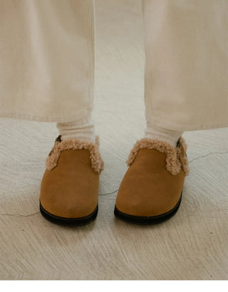 Covent Suede Fur-Lined Flats 4cm Slingback
