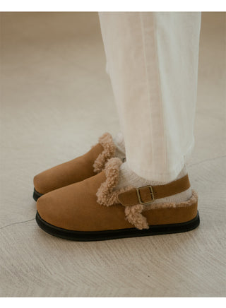 Covent Suede Fur-Lined Flats 4cm Slingback
