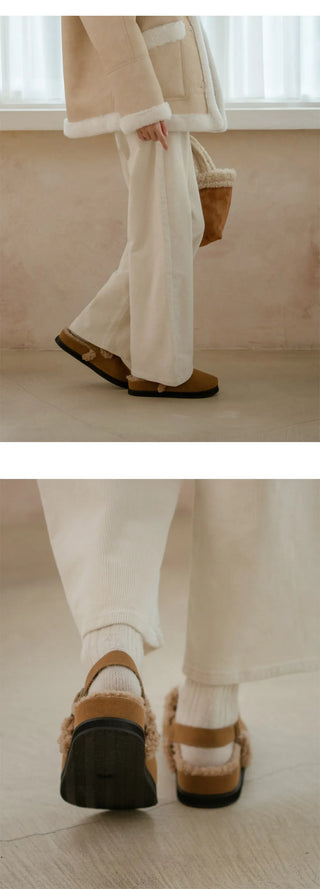 Covent Suede Fur-Lined Flats 4cm Slingback