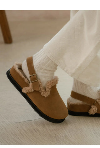Covent Suede Fur-Lined Flats 4cm Slingback