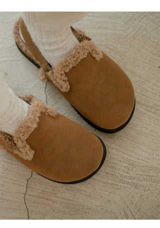 Covent Suede Fur-Lined Flats 4cm Slingback