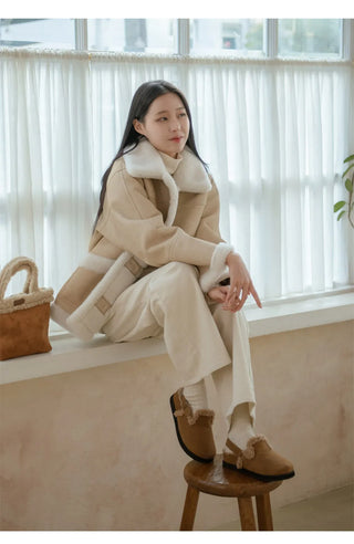 Covent Suede Fur-Lined Flats 4cm Slingback