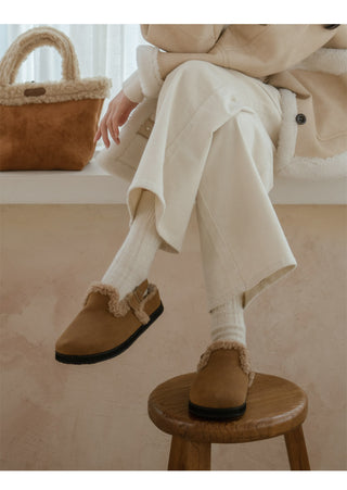 Covent Suede Fur-Lined Flats 4cm Slingback