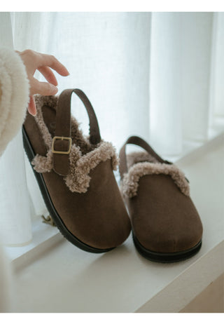 Covent Suede Fur-Lined Flats 4cm Slingback