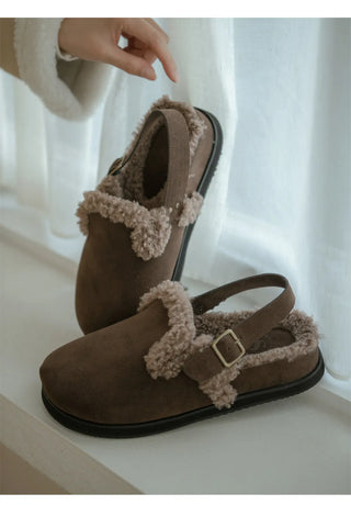 Covent Suede Fur-Lined Flats 4cm Slingback