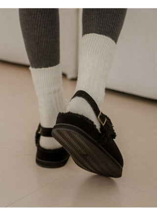 Covent Suede Fur-Lined Flats 4cm Slingback