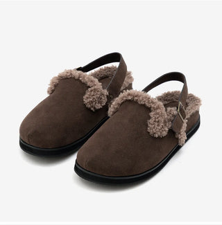 Covent Suede Fur-Lined Flats 4cm Slingback