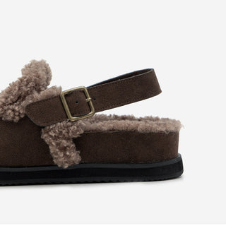 Covent Suede Fur-Lined Flats 4cm Slingback