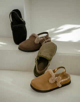 Covent Suede Fur-Lined Flats 4cm Slingback