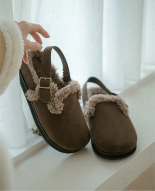 Covent Suede Fur-Lined Flats 4cm Slingback