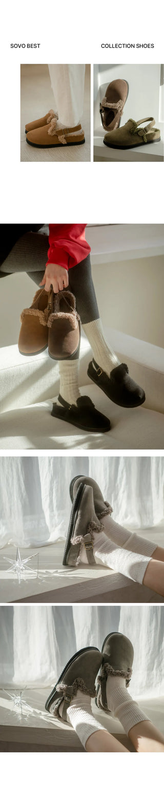 Covent Suede Fur-Lined Flats 4cm Slingback