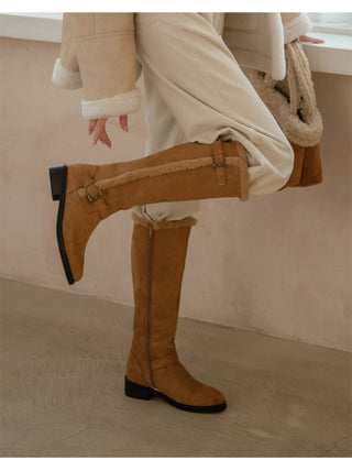 Berta Shearing Suede Long Boots 4cm