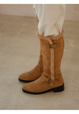 Berta Shearing Suede Long Boots 4cm