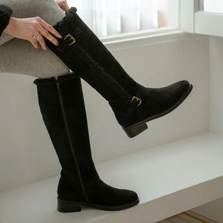 Berta Shearing Suede Long Boots 4cm