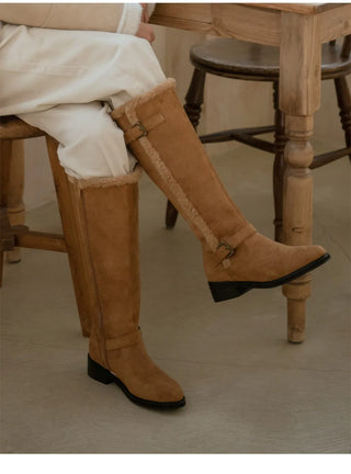 Berta Shearing Suede Long Boots 4cm