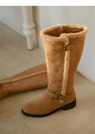 Berta Shearing Suede Long Boots 4cm