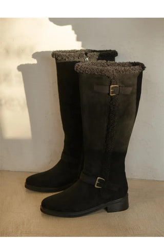 Berta Shearing Suede Long Boots 4cm
