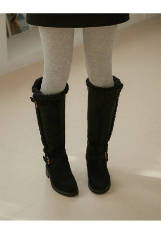 Berta Shearing Suede Long Boots 4cm