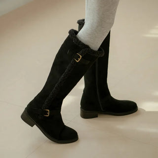 Berta Shearing Suede Long Boots 4cm