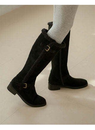 Berta Shearing Suede Long Boots 4cm