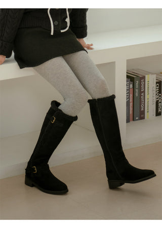 Berta Shearing Suede Long Boots 4cm