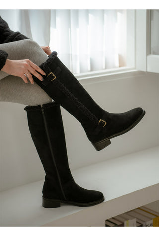 Berta Shearing Suede Long Boots 4cm