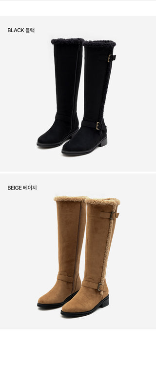 Berta Shearing Suede Long Boots 4cm