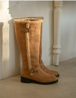 Berta Shearing Suede Long Boots 4cm