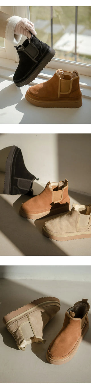 TL Platform Chelsea Fur Short Boots 3cm
