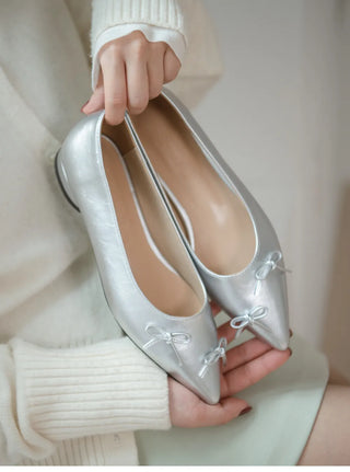 Clover Ribbon Stiletto Flat Shoes 2cm