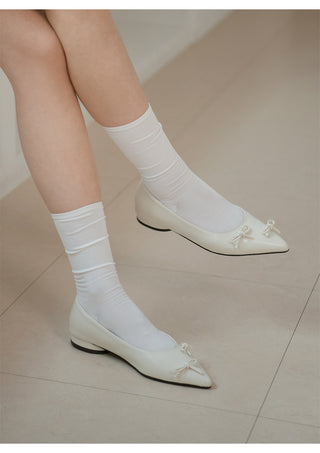 Clover Ribbon Stiletto Flat Shoes 2cm