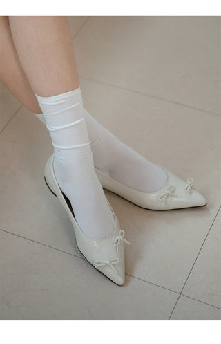 Clover Ribbon Stiletto Flat Shoes 2cm