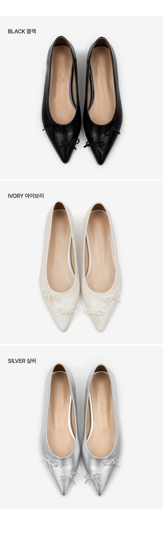 Clover Ribbon Stiletto Flat Shoes 2cm