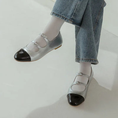 Commute Double Mary Jane Flat Shoes 1cm