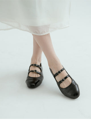 Commute Double Mary Jane Flat Shoes 1cm